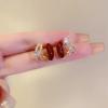 Wine Red C-shpaped Stud earrings for women curved crystal luxury wedding ear decoration female small earring