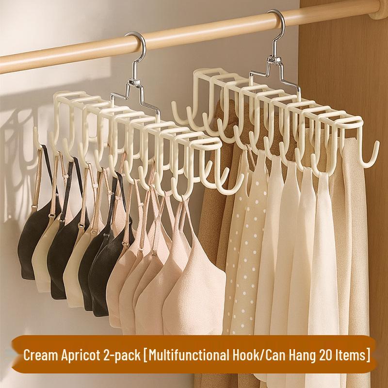Dual-Sided Multi-Layer Clothes and Underwear Rack with Double-Row Hooks