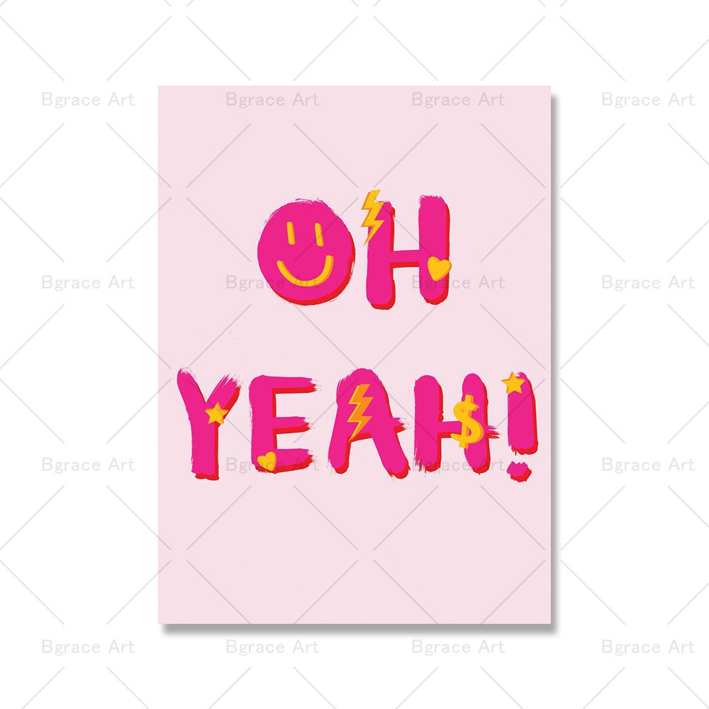 Pink Abstract Graffiti Wall Art Poster Print Picture Cheetah Lightning Lips Dollar Sign Canvas Painting Living Room Home Decor No Frame