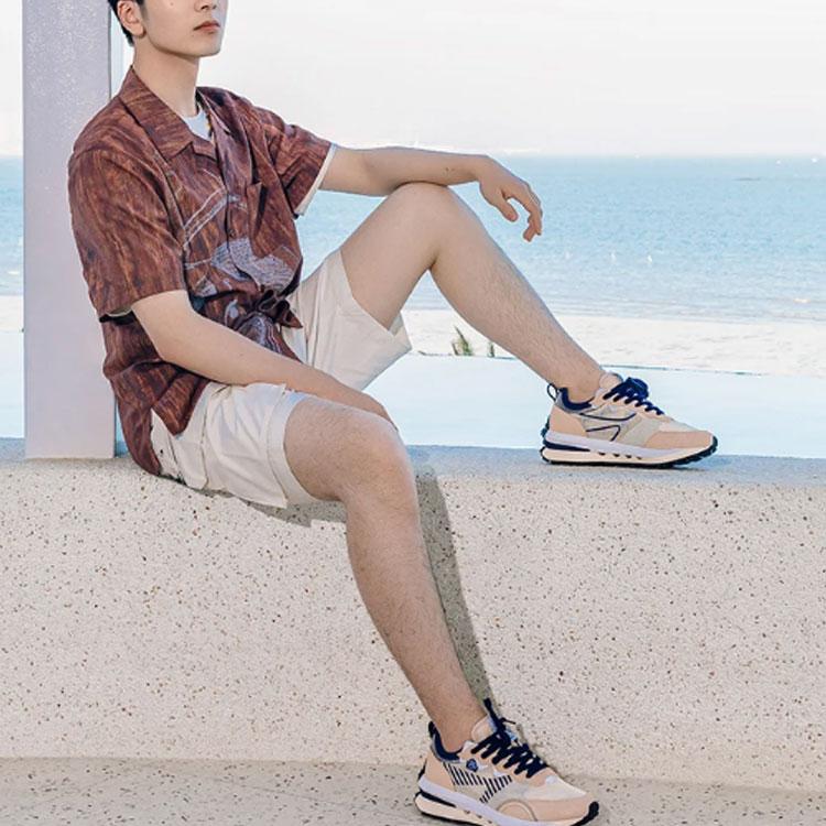 Li-Ning X Disney Pinocchio Cartoon Print Casual Short Sleeve Shirt Men Tops Brown ASHS431-2