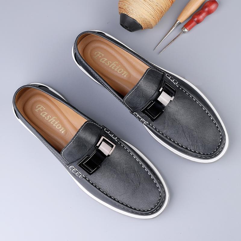 FashionLuxury Brand Men Genuine Leather Shoes Casual Slip on Formal Dress Loafers Breathable Soft Flats for Male Non Slip Driving Flats