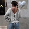 French Sweet Bow Decor Loose Long Sleeve Sweater Women S Fashion Knitwear