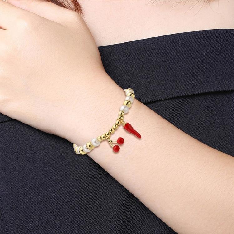 Handmade Fruit Beads Bracelet Fashion Wrist Jewelry Chain Wristband Copper Texture Suitable for Parties and Celebration