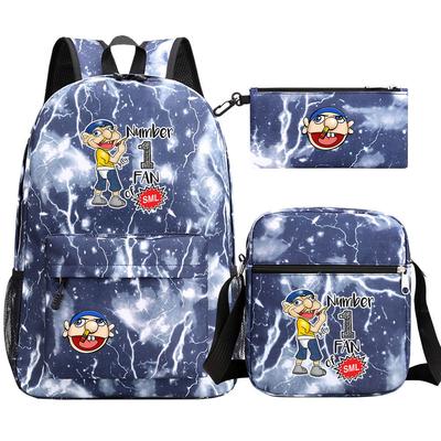Spiel Jeffy Bedruckte Jugend-Schultasche Herren- und Damen-Freizeit-Canvas-Doppelschulter-Dreiteiliger Rucksack