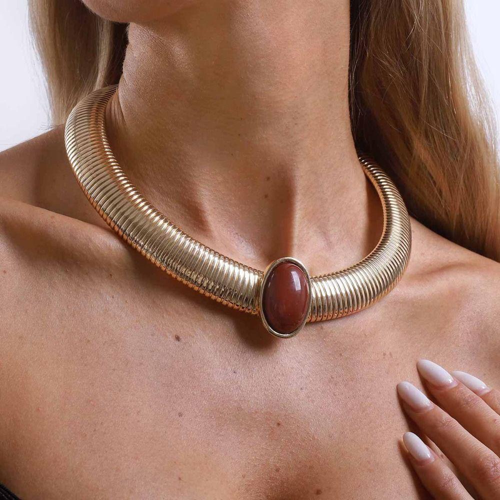 Metal Chain Chunky Choker Necklace Vintage Gold Snake Bone Chain Necklace Silver Color Personalized Exaggerated Collarbone Chain