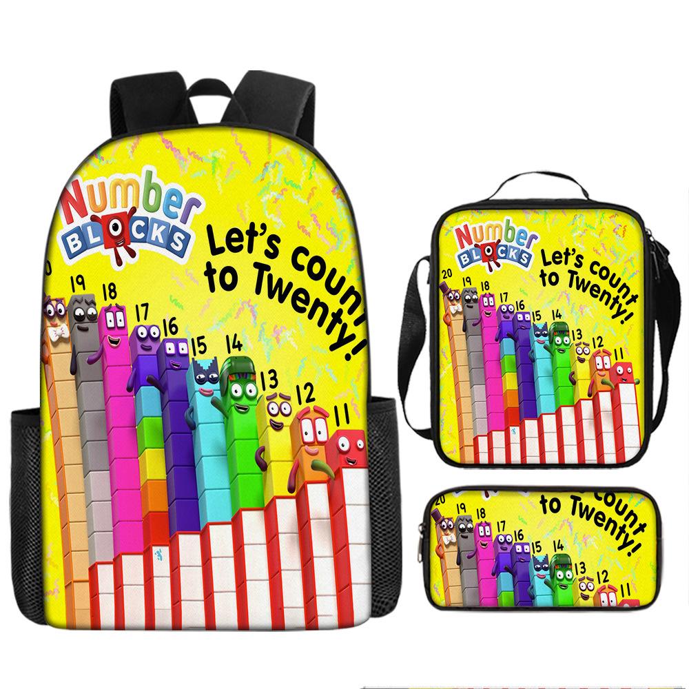 Digital building block backpack, animation primaryschool third and fourth grades light burden reduction, primary and secondary school students storage
