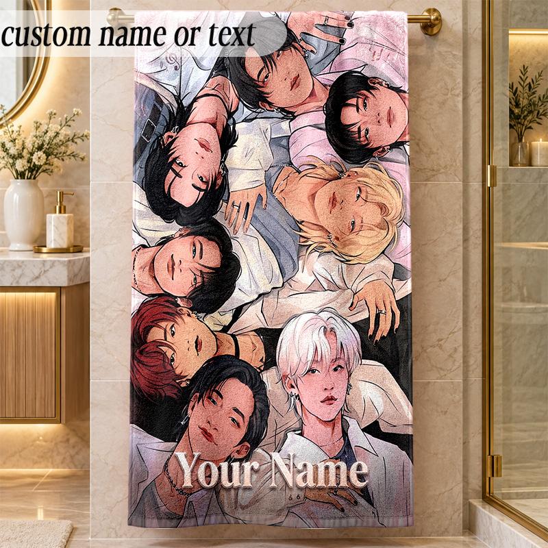 Beach TowelStray Kids Custom Name Text Personalized Soft Towel for Beach Pool Indoor Home Decor Gift