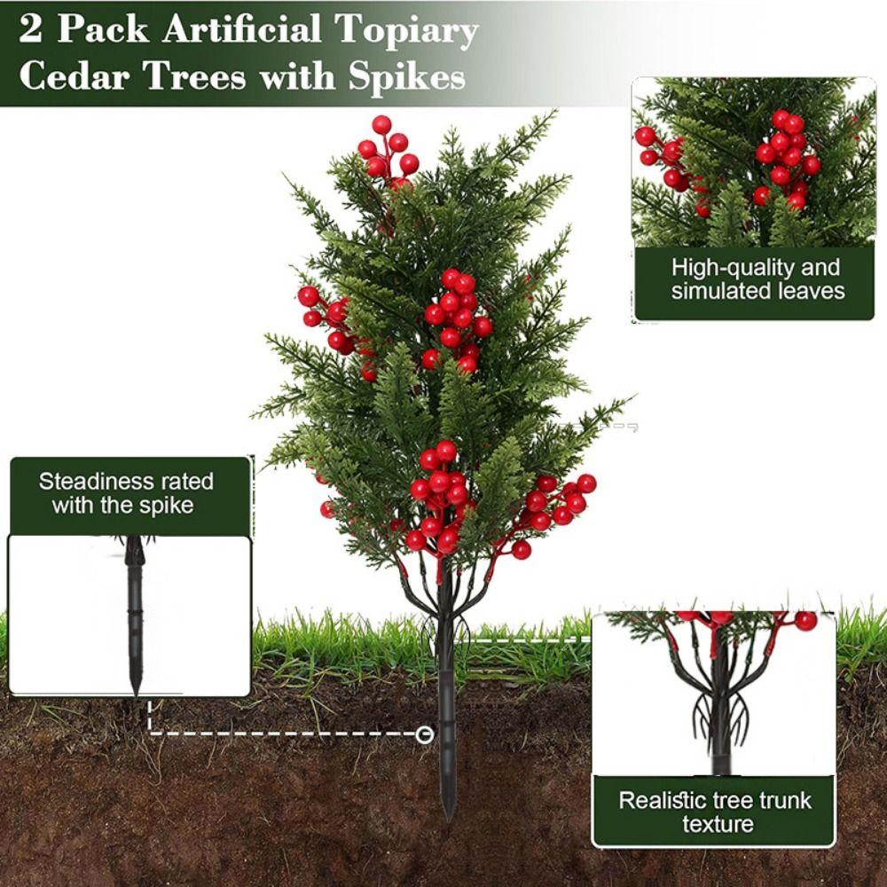 Photo Props Artificial Pine Stake Green Realistic Pine Needle Branches  Patio Ornament