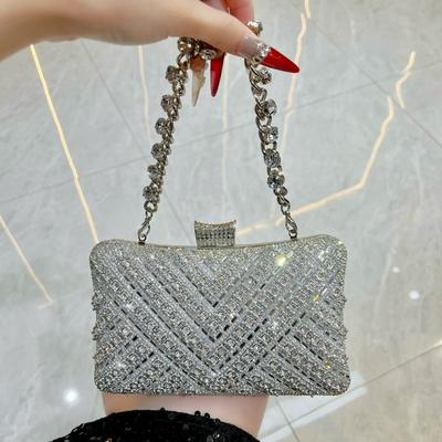 Borsa da Sera alla Moda - Borsa a Catena con Strass di Alta Gamma - Borsa a Tracolla - Borsa a Mano da Donna con Strass