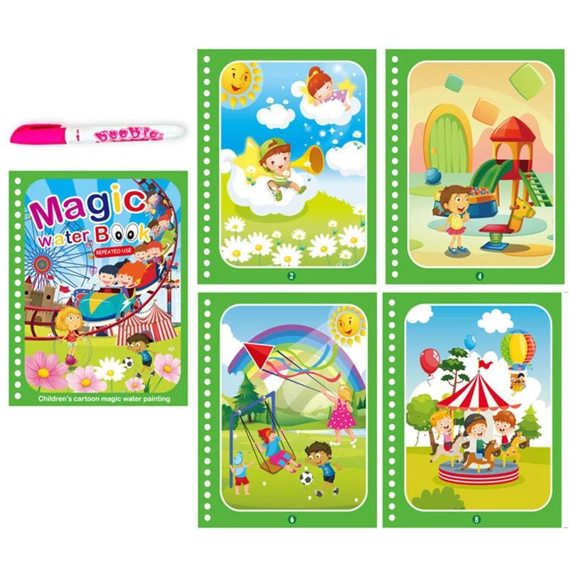 Non-Toxic Children Early Education Toys Magical Book With Pen Water Drawing Montessori Toys Gift Reusable Coloring Book Magic Drawing Book
