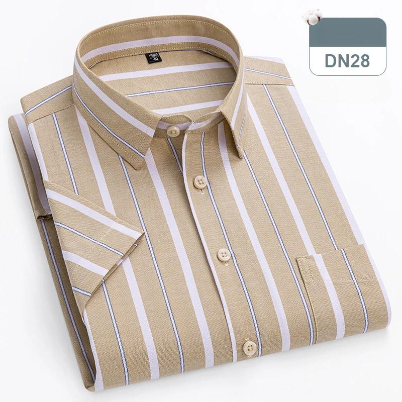 New in shirts oversize 14xl 100%cotton hight qulity summer short sleeve shirts for men slim fit formal plain shirt plaid clothes