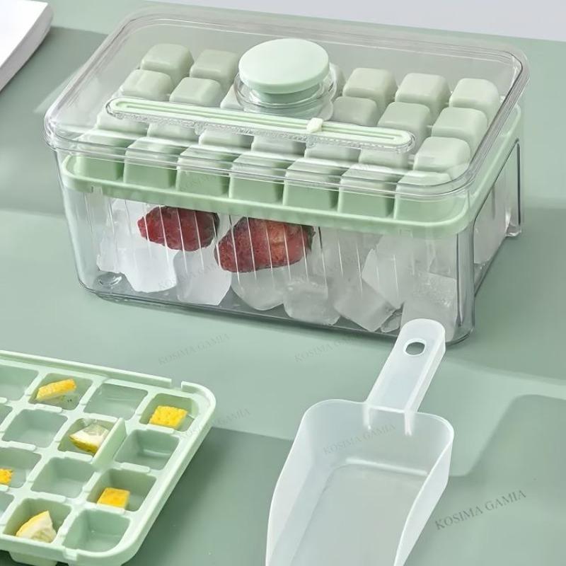 Ice Cube Mold Multifunctional Ice Maker 28/56 Grids Press Ice Tray Bucket with One-touch To Release Portable Ice Box Ice Cube