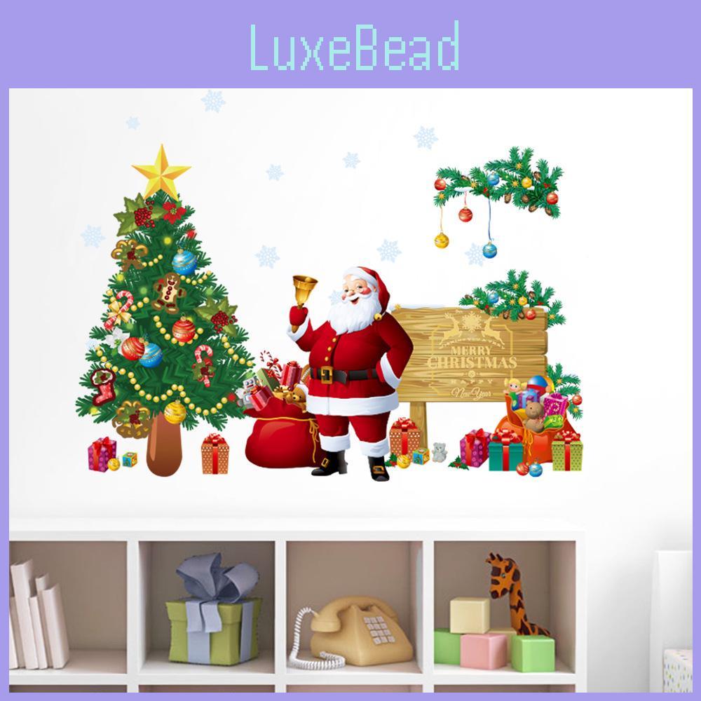Christmas Wall Decal Pvc Removable Santa Claus And Tree For Holiday Decor And Living Room