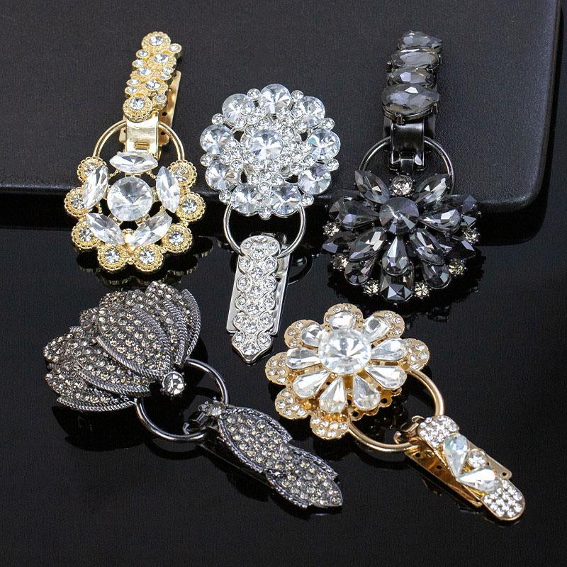1Pc Handwork Sewing Originality Shiny Rhinestone Overcoat Decor Duckbill Buckle Fashion Metal Button Clothing Accessory
