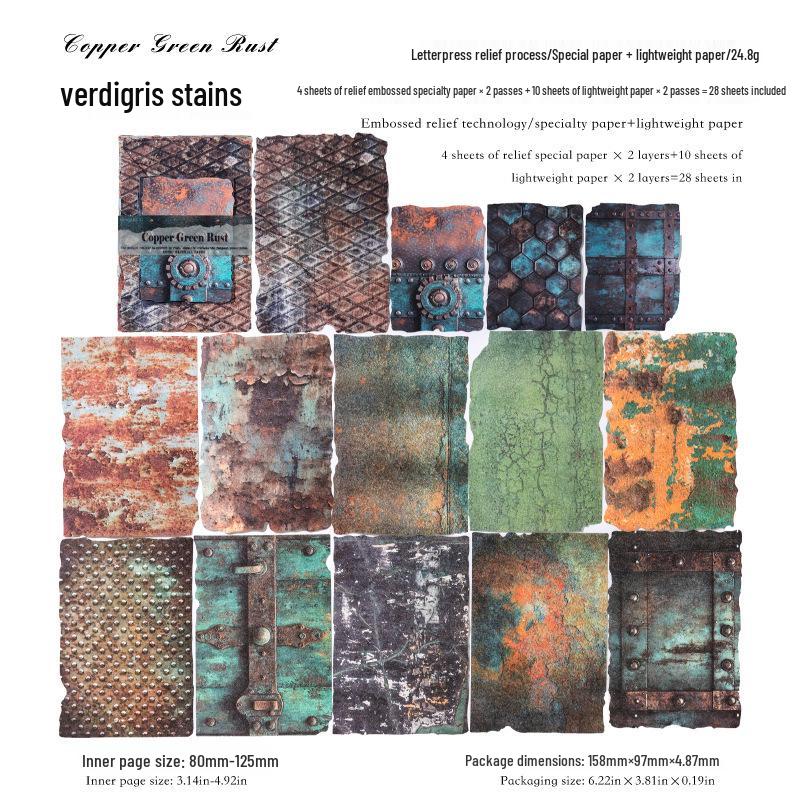 Momo Special Letterpress Embossed Paper - Rust Stains Series: 8 Types of Journal Collage Base Material