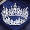 Purple Crystal Circle Bridal Diadem Royal Queen Round Tiaras Bride Head Ornaments Banquet Wedding Crown Hair Jewelry Ornament