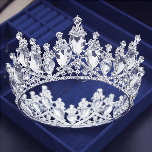 Purple Crystal Circle Bridal Diadem Royal Queen Round Tiaras Bride Head Ornaments Banquet Wedding Crown Hair Jewelry Ornament
