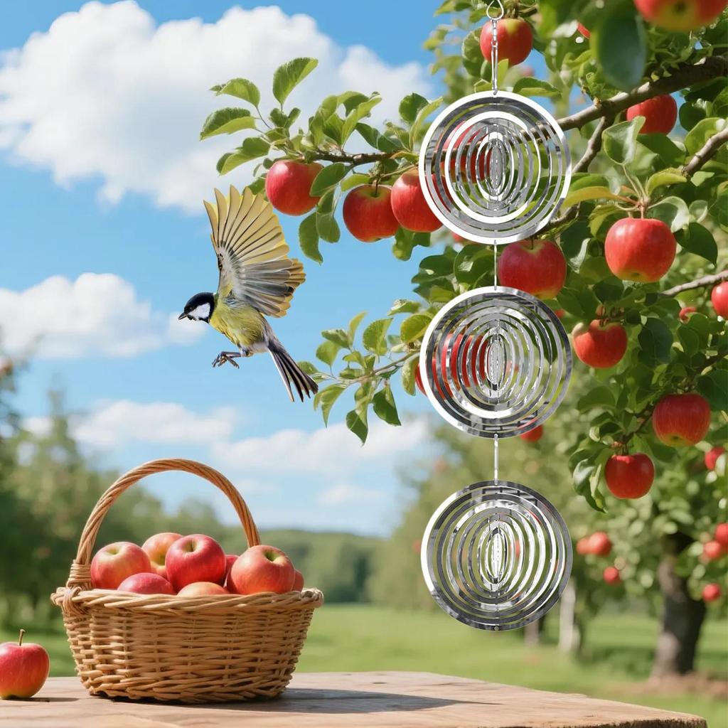 Bird Scare Devices 3D Mirror Round Wind Spinner 3D Mirror Bird Reflectors For Outdoor Garden Porch Patio Balcony Deck Window