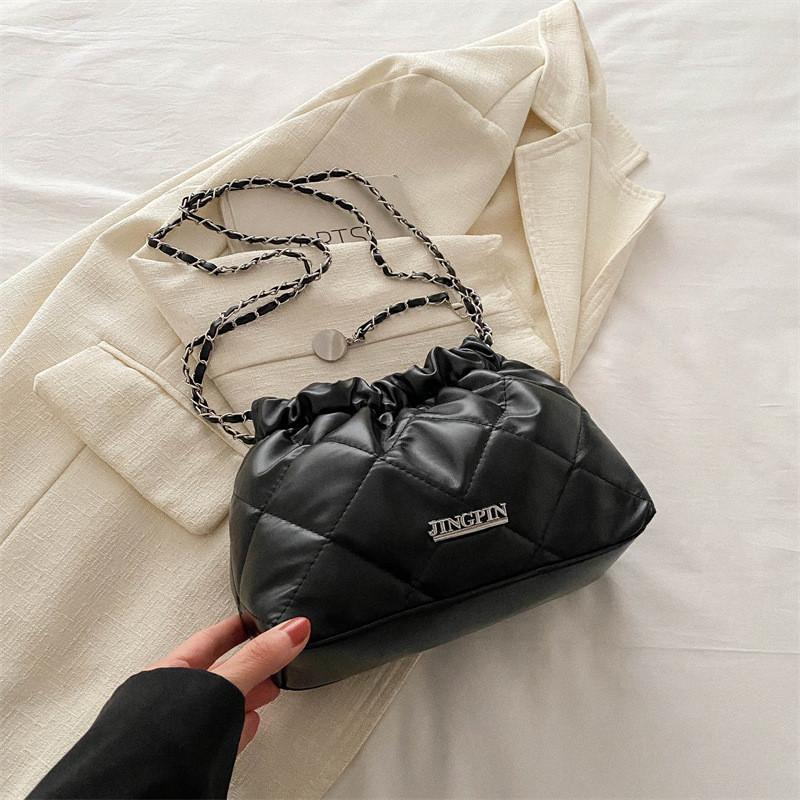 Стильная черная, белая, розовая, серебристая ПУ сумка-ведро Модная повседневная сумка через плечо для женщин чёрный