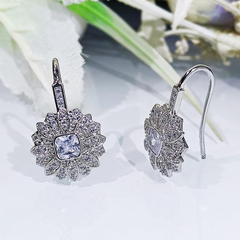 Wedding Bridal Necklace Temperament Earrings Zircon Accessories Jewelry Three-Piece Bracelet Group Set High-End Best-Selling