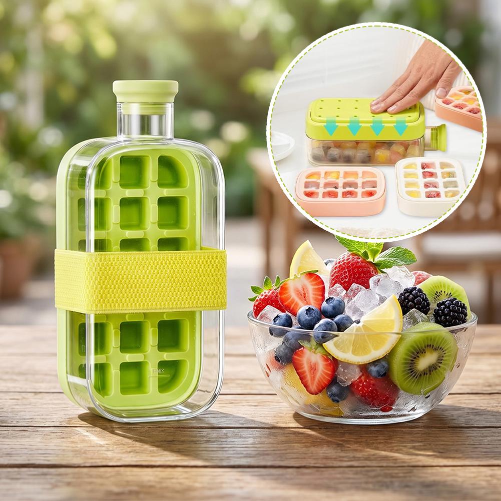 No Touch Silicone Ice Cube Tray Ice Machine Bottle No Spill Ice Tray For Freezer Ice Cream Buckets Kitchen Accessories