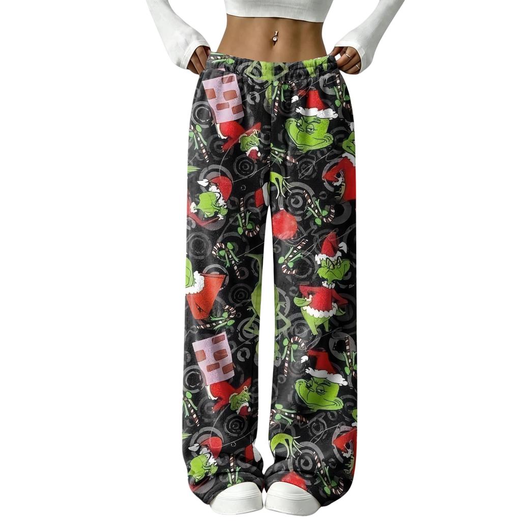 Damen Freizeithose mit lockerem Schnitt und Weihnachtsdruck