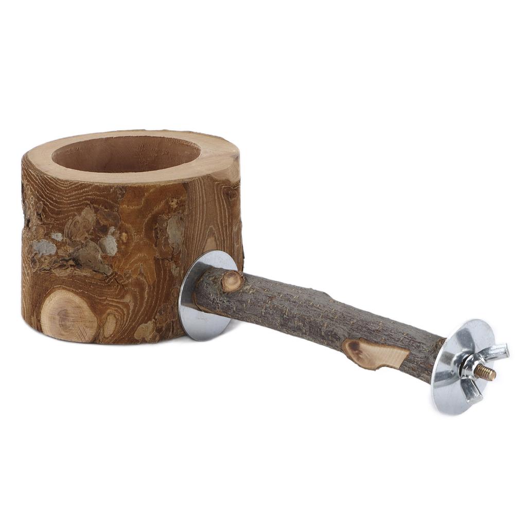 Parrot Wooden Stand Stick Food Bowl Safe Non Toxic Durable Wooden Stand Food Bowl Combination for