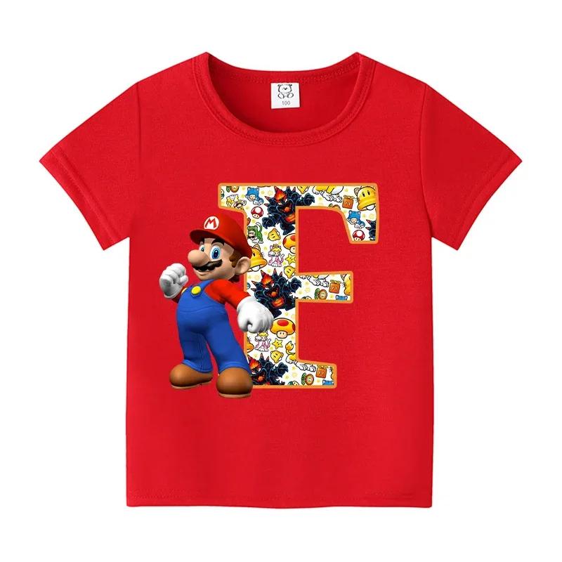 New 100%Polyester T-shirts for Children Cartoon English Letters Graphic T-shirt Boys Casual Short-sleeved Tops Kids Clothes