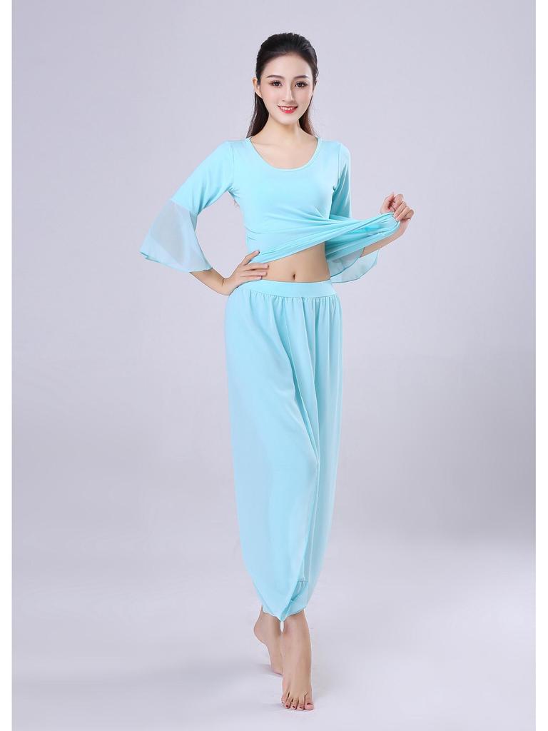 White Butterfly Dance Yoga Set: Gauze Sleeve Chiffon Costume for Women