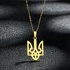 Kingdom Hearts Goldfarbe Königliche Krone Tryzub Ukraine Anhänger Mode Edelstahl Kette Halskette für Damen Herren Schmuck Geschenk