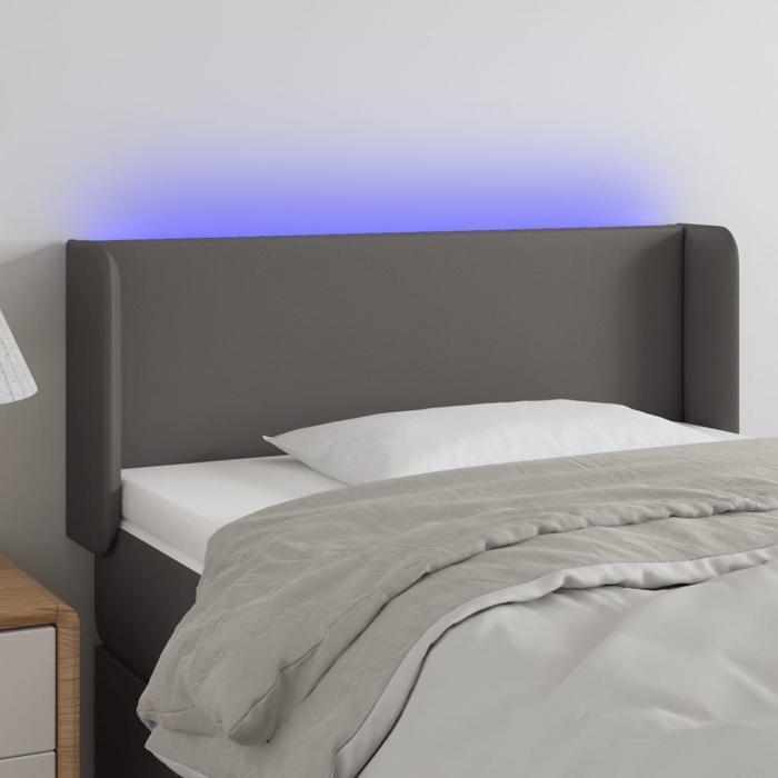VidaXL Tête de Lit à LED Meuble de Chambre à Coucher Accessoire de Lit Simple Tête de Cadre de Lit Intérieur Gris 3123032