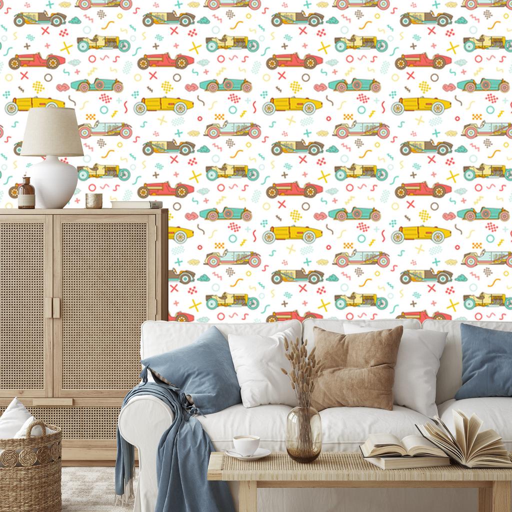 Vintage Racing Cars Wallpaper for Living Room and Bedroom 50x1000