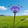 Metal Flower Garden Stake Pollinator Watering Station Mini Bird Bath Drinking Bowl for Bees Butterflies Birds Outdoor Yard