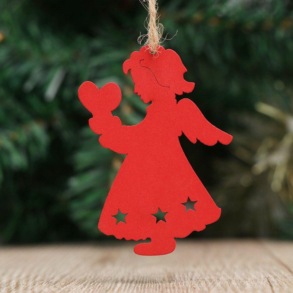 DIY Gifts Drop Pendant Christmas Tree Decoration Santa/Elk/Angel Wooden Ornaments Xmas Hanging