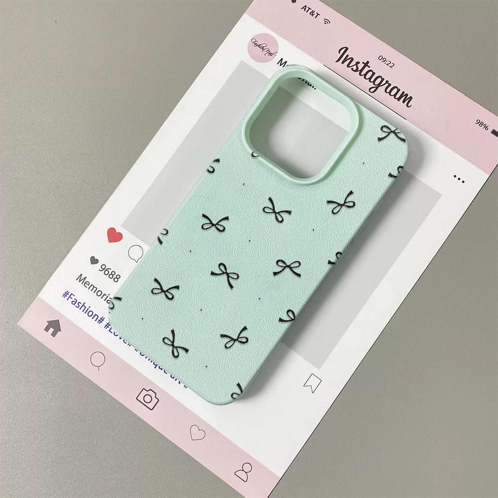 Schwarze Schleifen-Aufdruck Handyhülle Für iPhone 17 16 15 14 Plus 13 12 11 Pro Max 17 Air X XR XS Korea Mädchen Hülle Silikon Weiche Hülle