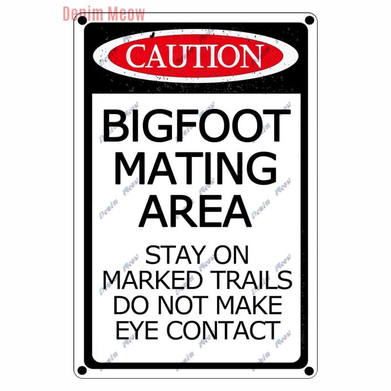 Vintage Bigfoot Crossing Metal Wall Decor, Warning Bigfoot Area, Tin Signs, Retro Decorative Stickers, Home Decor,  WY288