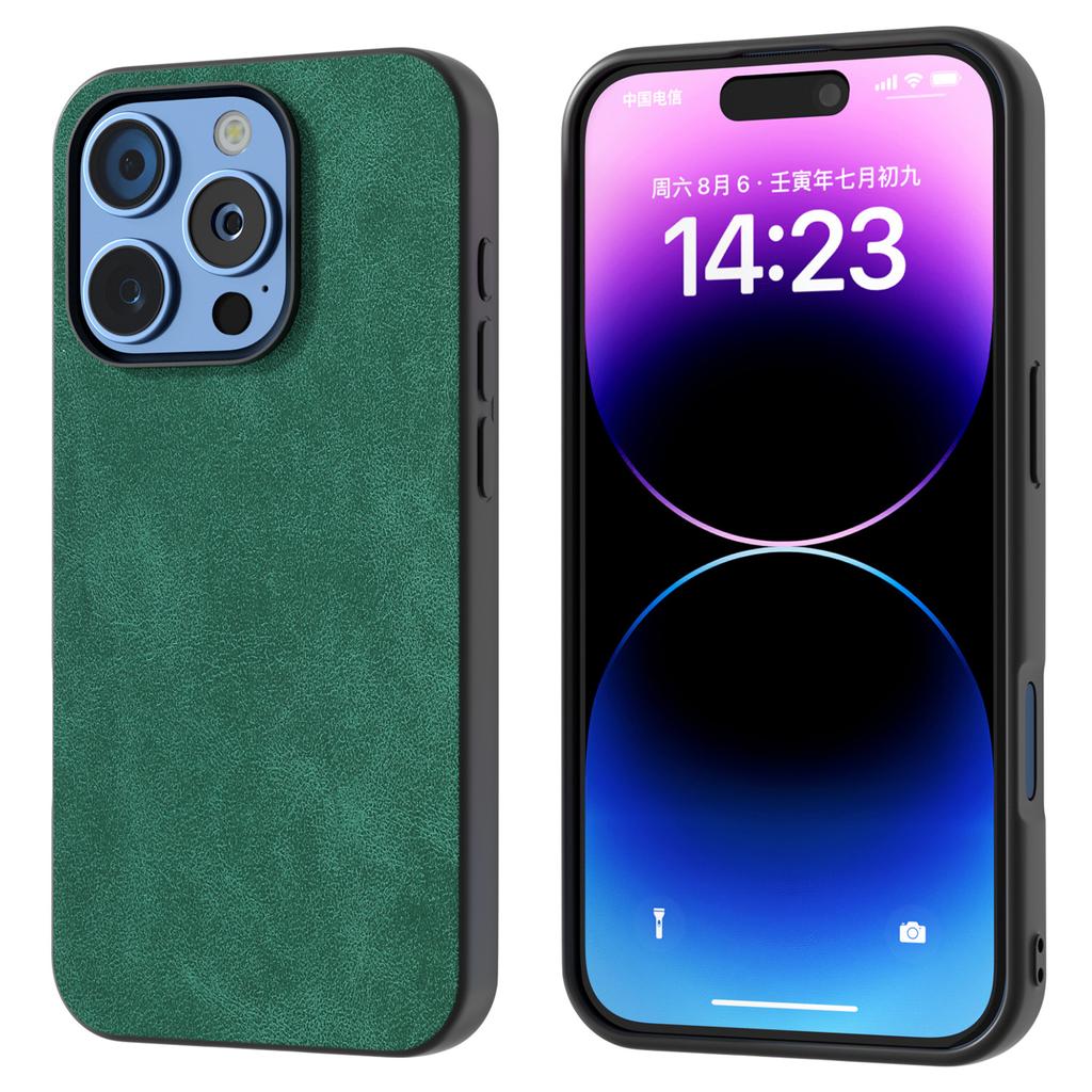 Für iPhone 16 Pro Hülle Schwarzer Rahmen PU+PC+TPU Hybrid Handyhülle