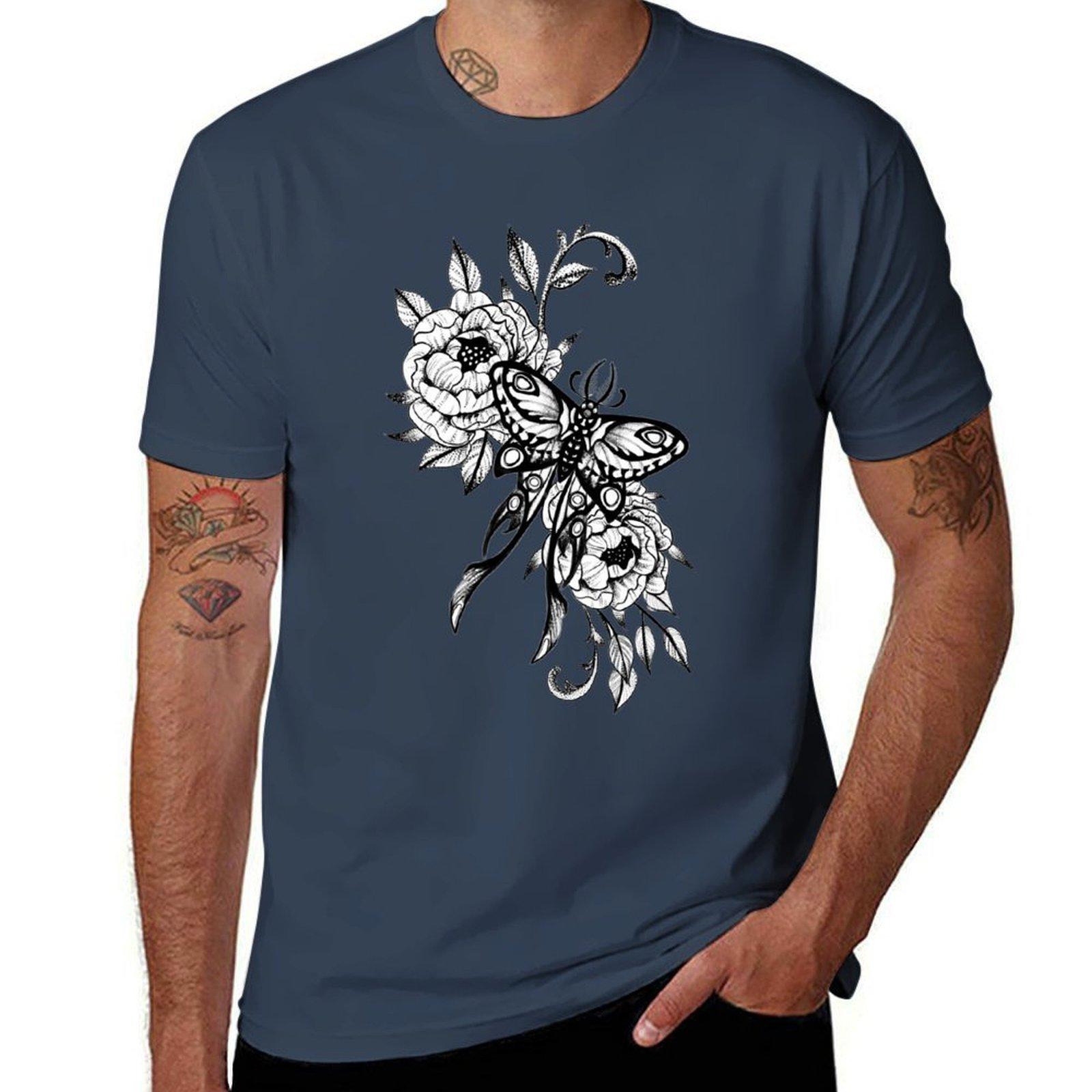 flower butterfly TShirt NonShrink Basic Cotton TShirt S