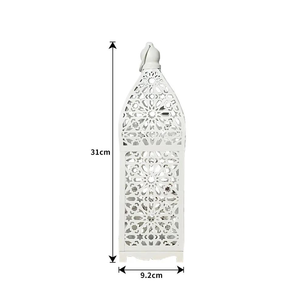 Home Ornament Iron Art Moroccan Night Light Hollow Battery Powered Masjid Lantern Vintage Eid Lamp Mosque