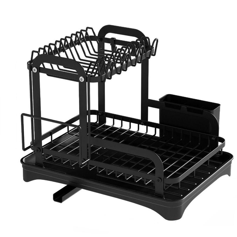 Extendable Drain Pipe Kitchen Dish Storage Rack Kitchen Plates Organizer for Sink Countertop