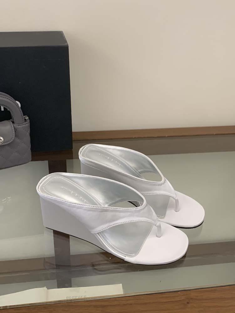 Silver Wedge Heel Flip-Flops, Fairy Shoes, Summer With Skirt, Vacation Style Sandals 35