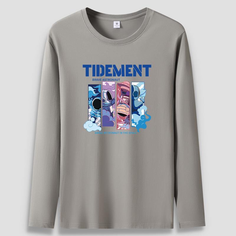 

Футболка большого размера с длинными рукавами и принтом «Космические путешествия», мужская повседневная толстовка из чистого хлопка S-5XL S хаки