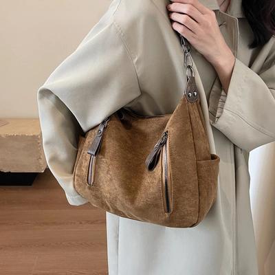 2024 Winter Mode Einfarbig frauen Zipper Design Schulter Tasche Tote Tasche Weibliche Handtasche PU Leder Umhängetasche