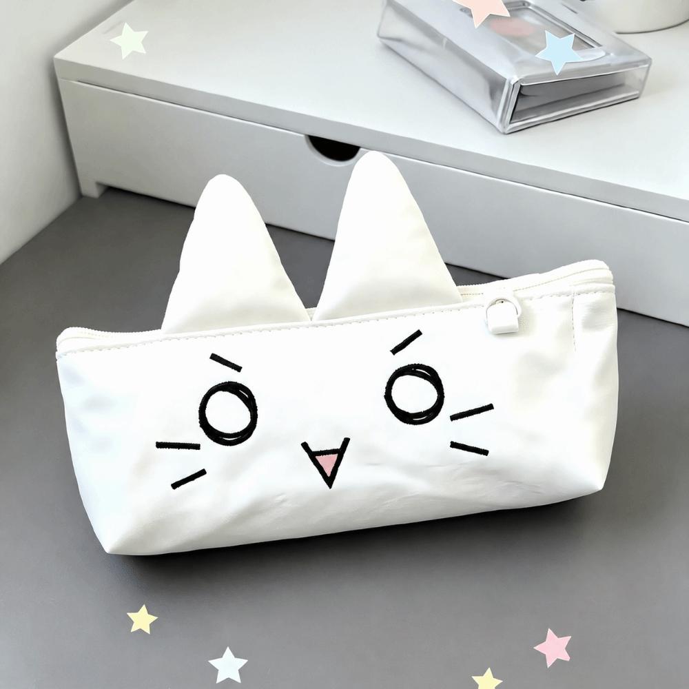 Large Capacity Pencil Case Cat Ear Design Pencil Pouch Portable Stationery Storage Bag Students