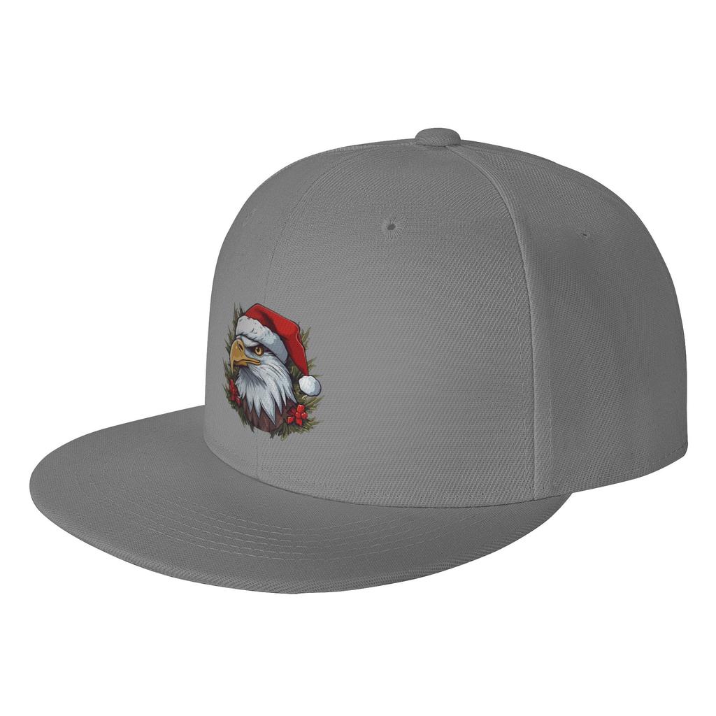 Fashion Adorable Christmas Eagle donning a Santa Claus hat Flat Brim Sun Hat Trendy Matching Cap Unisex