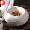 Ahoj Nepravidelný Okrúhly Keramický Hlboký Tanier na Cestoviny Slamený Klobúk Dezertný Podnos Biely Porcelánový Polievkový Tanier Stolový Riad