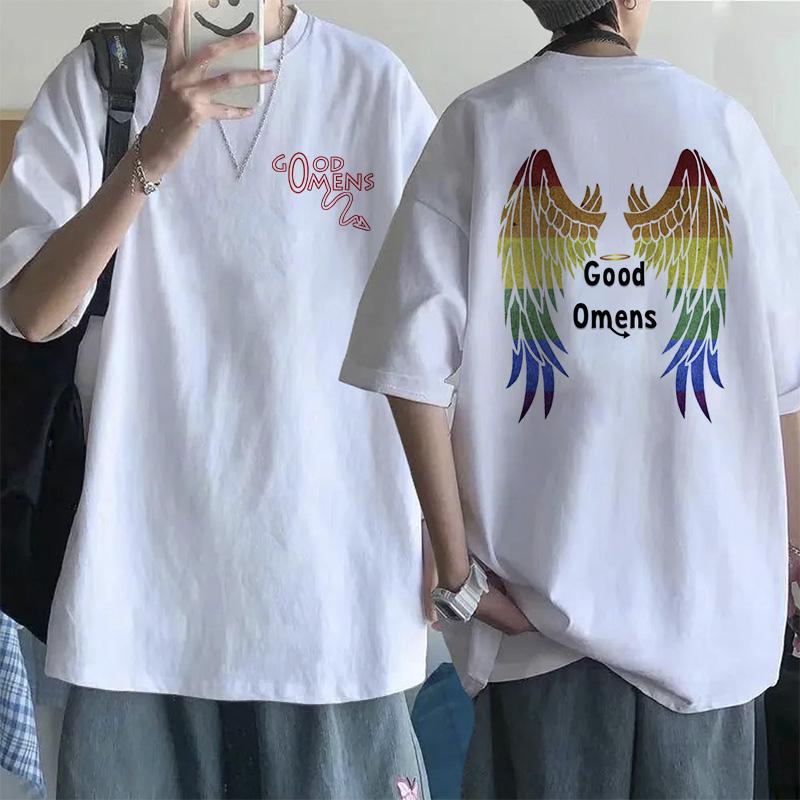 Lustige EU-Größen T-Shirts für Männer Good Omens Cartoon T-Shirt Harajuku T-Shirt Das Ende war nur der Anfang Grafik-Tee Tops Streetwear