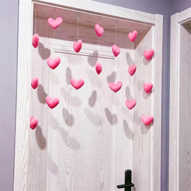 Girls' Pink Heart Shaped Door Curtain Decor Tassel Curtain Divider String Girl Room Partiton Sweet Hanging Beaded Window Valance
