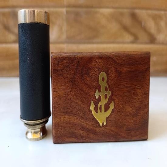 

Латунный телескоп 15,24 см с красивой коробкой из розового дерева Зеркальный телескоп Ручной для навигации Карманный морской телескоп