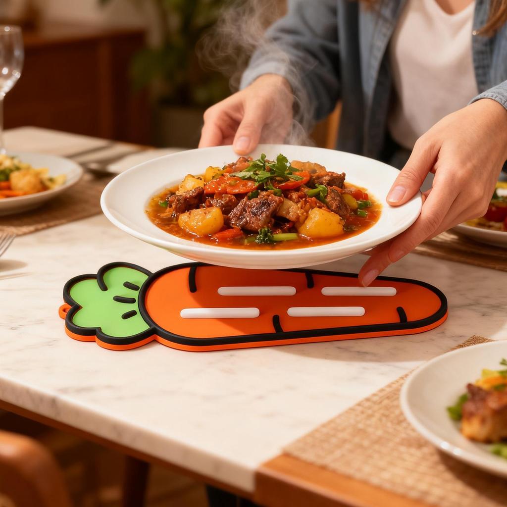 Grytlockshållare Morotsformad Halkfri Matta Diskavtorkningsmatta för Förvaring på Köksbänk Spatel Grytlock Skärbräda Tvål